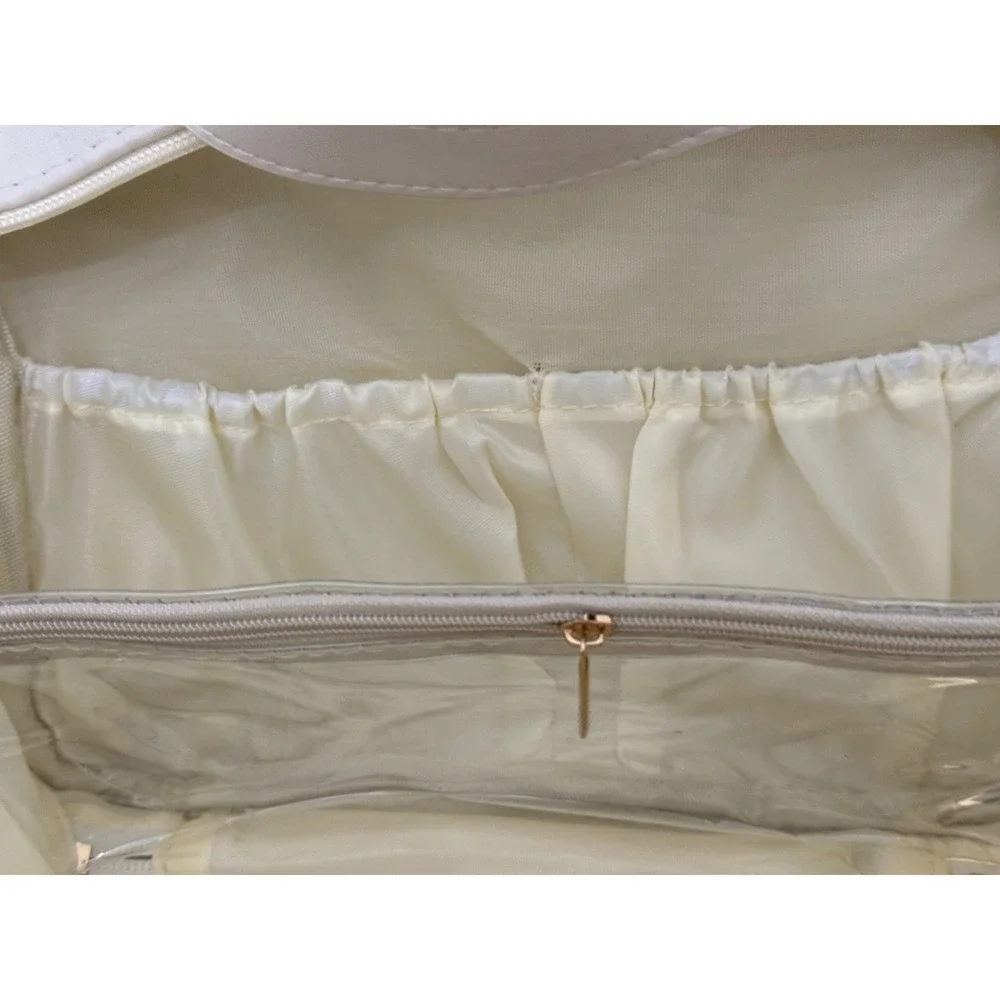 Glam Pouch Makeup Bag White Cosmetic Travel‎ Organizer Brush Holder Case